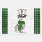 Miniature Schnauzer Weihnachtshund und Green Karie Geschenkpapier Set (Vorderseite)