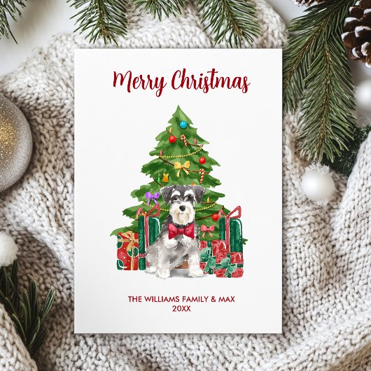 Miniature Schnauzer Weihnachtskarte Feiertagskarte