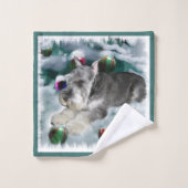 Miniature Schnauzer Weihnachtszeit Badhandtuch Set (Waschlappen)
