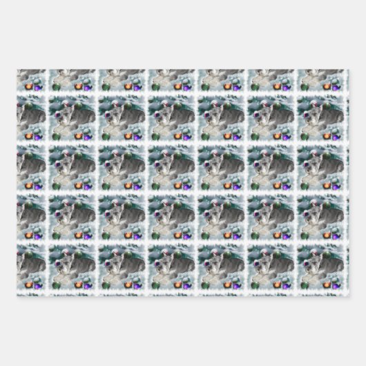 Miniature Schnauzer Weihnachtszeit Geschenkpapier Set (Vorderseite)