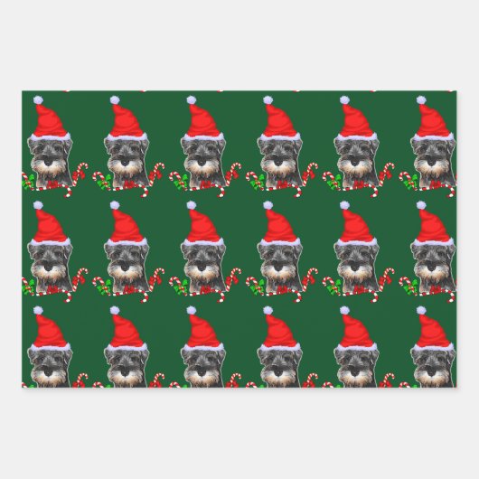 Miniature Schnauzer Weihnachtszeit Geschenkpapier Set (Vorderseite)