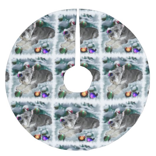 Miniature Schnauzer Weihnachtszeit Polyester Weihnachtsbaumdecke (Vorderseite)