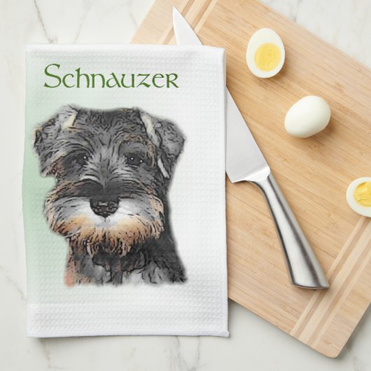 Miniature Schnauzer Welpenheritage Geschirrtuch (Viertel Falte)