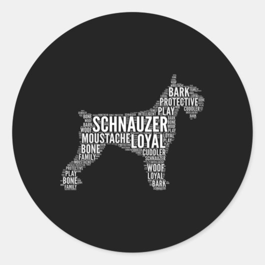 Miniature Schnauzer Word Cloud Schnauzer Owner Fan Runder Aufkleber (Vorderseite)