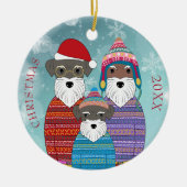 Miniature Schnauzers Weihnachtsfamilie Portrait Po Keramik Ornament (Vorne)