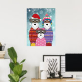Miniature Schnauzers Weihnachtsfamilienportrait Poster (Heimbüro)
