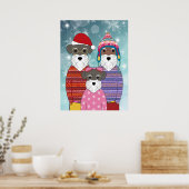 Miniature Schnauzers Weihnachtsfamilienportrait Poster (Küche)