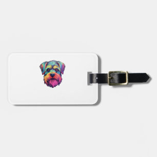 Miniature Shining Schnauzer Neon Retro Sticker Gepäckanhänger