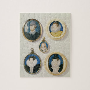 Miniaturen, von L bis R, T bis B: Mann mit einer Puzzle