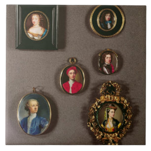 Miniaturen von LtoR, TtoB: Frances Teresa Stuart, Fliese