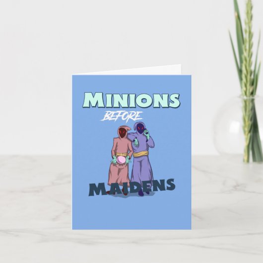 Miniaturen vor Maidens Funny Danke Karte (Vorderseite)