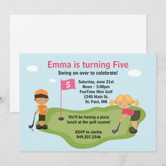 Miniaturgolf-Party Einladung (Vorne/Hinten)