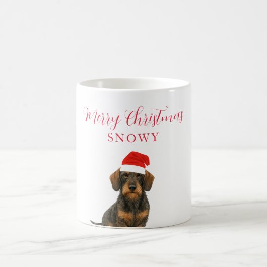 Miniaturhund mit Weihnachtsmannmütze Weihnachten Kaffeetasse (Mittel)