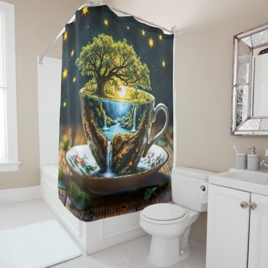 MiniaturlehrerIn Wunderland farbenfrohe Kunst Duschvorhang (Beispiel)