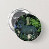 Miniaturpferd stehend in den Bäumen Button (Vorne & Hinten)