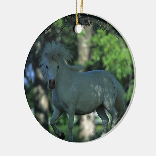 Miniaturpferd stehend in den Bäumen Keramikornament (Links)