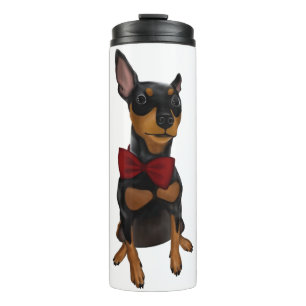 Miniaturpinscher-minimale Button Bowtie Thermosbecher