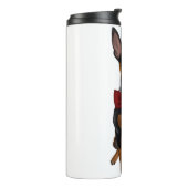 Miniaturpinscher-minimale Button Bowtie Thermosbecher (Nach links gedreht)