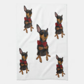 Miniaturpinscher-minimales Button Bowtie Geschirrtuch (Vertikal)