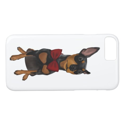 MiniaturPinscher (minimales Button) mit Bogen Case-Mate iPhone Hülle (Rückseite (Horizontal))