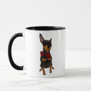 MiniaturPinscher (minimales Button) mit der Tasse