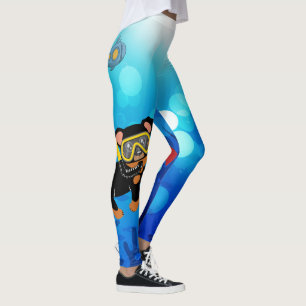 MiniaturPinscher (minimales Button) unter dem Meer Leggings