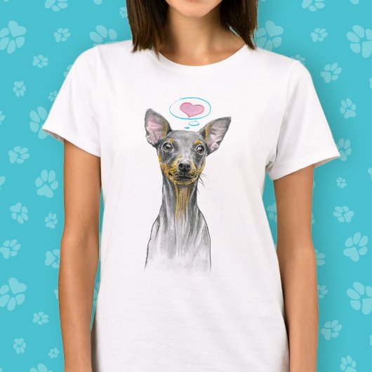 Miniaturpinscher Niedlich Hundportrait mit Herz T-Shirt