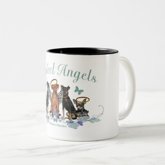 Miniaturpinscher-perfekte Engels-Tassen Zweifarbige Tasse (VorderseiteRechts)