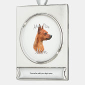 Miniaturpinscher (Rost) Mama 2 Banner-Ornament Silber (Links)