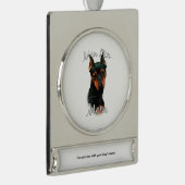 Miniaturpinscher (schwarz) Mama 2 Banner-Ornament Silber (Rechts)