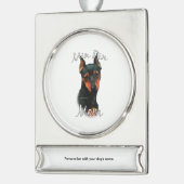 Miniaturpinscher (schwarz) Mama 2 Banner-Ornament Silber (Links)