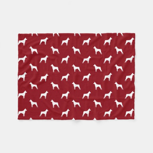 Miniaturpinscher-Silhouette-Muster-Rot Fleecedecke (Vorderseite (Horizontal))