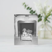 Miniaturpoodles vor Kamin Postkarte (Stehend Vorderseite)