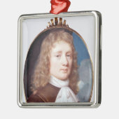 Miniaturporträt eines unbekannten Mannes, 1659 Silbernes Ornament (Links)