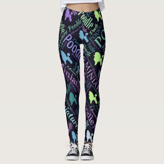 Miniaturpudel-Wort-Kunst Leggings (Vorderseite)