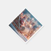 MiniaturSanta in Gingerbrett Schlitten Serviette (Ecke)