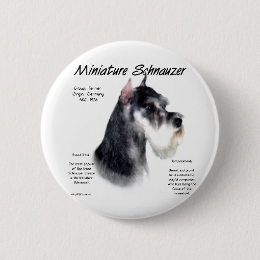 Miniaturschnauzer Geschichtsdesign Button (Vorderseite)
