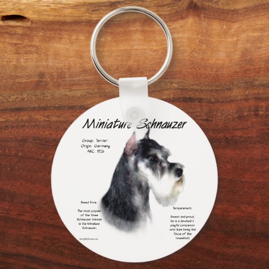 Miniaturschnauzer Geschichtsdesign Schlüsselanhänger (Vorderseite)