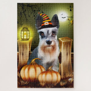 Miniaturschnauzer-Halloween-Jigsaw-Puzzle. Puzzle