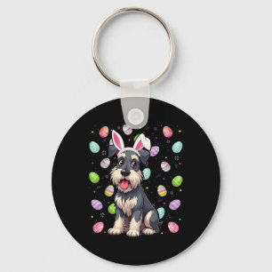 Miniaturschnauzer-Hund Ostereierjagd Hasenohren Schlüsselanhänger