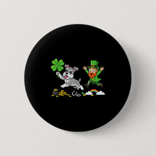 Miniaturschnauzer Kleeblatt St. Patricks Tag Damen Button