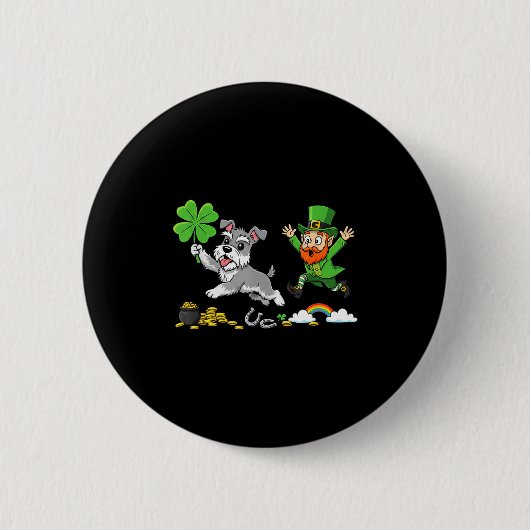 Miniaturschnauzer Kleeblatt St. Patricks Tag Damen Button (Vorderseite)
