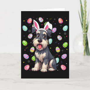 Miniaturschnauzer-Oster-Eier-Suche-Hasenohren Karte