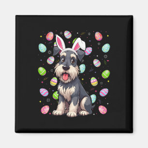 Miniaturschnauzer-Oster-Eier-Suche-Hasenohren Magnet
