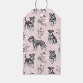 Miniaturschnauzer Vintage Rosa Toile de Jouy Geschenkanhänger