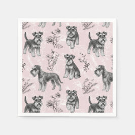Miniaturschnauzer Vintage Rosa Toile de Jouy Serviette