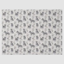 Miniaturschnauzer Vintage-Sepia-Toile de Jouy