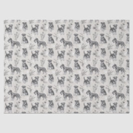 Miniaturschnauzer Vintage-Sepia-Toile de Jouy Seidenpapier