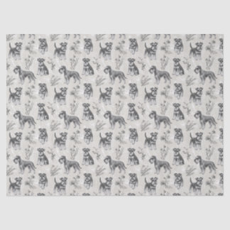 Miniaturschnauzer Vintage-Sepia-Toile de Jouy Seidenpapier
