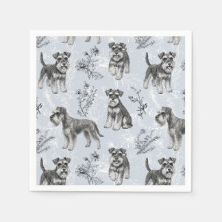 Miniaturschnauzer Vintage Toile de Jouy Serviette